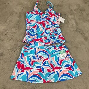 NWT Sunsets Making Waves Tankini Swimsuit‎ Set Sporty Swim Skirt top Small